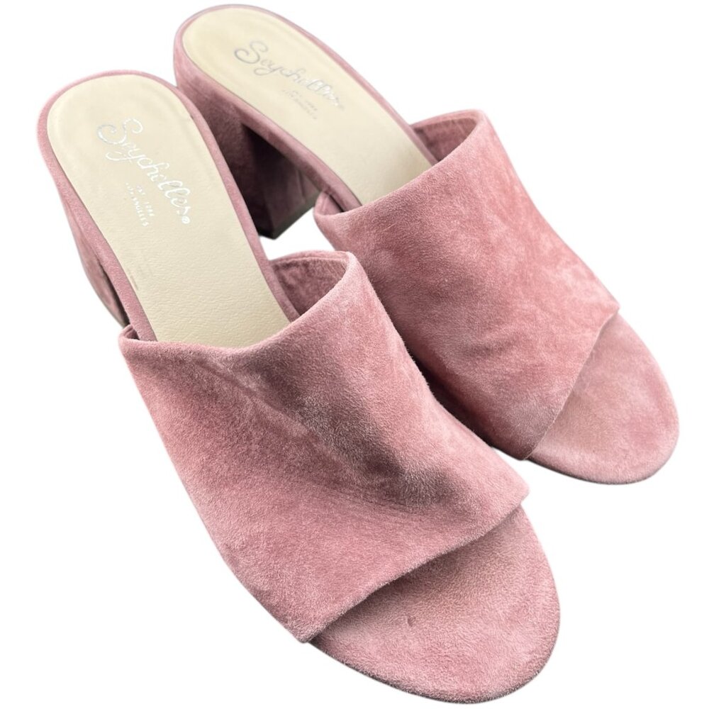 Seychelles Commute Suede Leather Peep-Toe Rose Mules Size 6